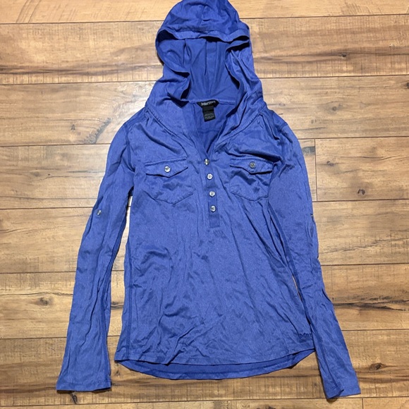 Marmot Tops - Marmot Blue Button-Up Hoodie